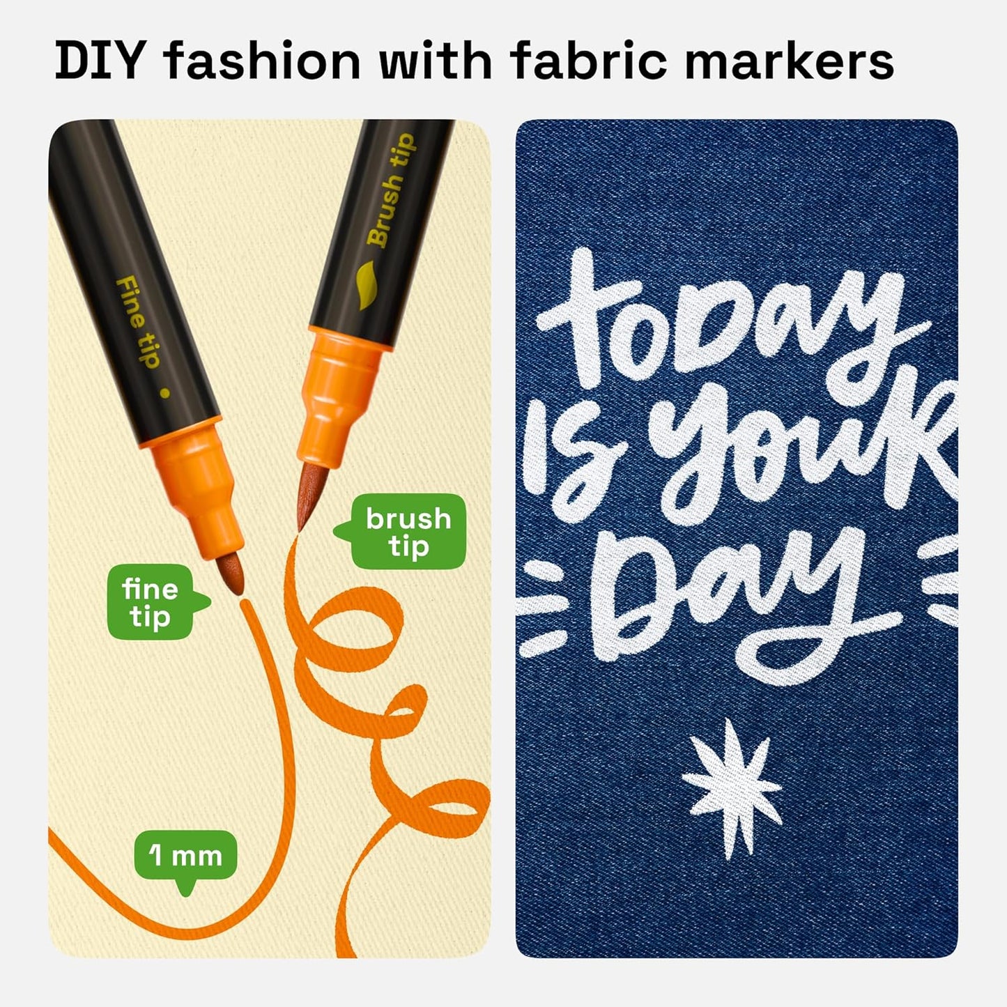 ARTISTRO 48 Dual-Tip Fabric Markers - Fabric Decorating Kit - Permanent for Clothes - Acrylic Paint Pens for Sneakers, Bags, Shoes, Textile, Canvas, Sewing, Craft, DIY - Brush and Fine Tip