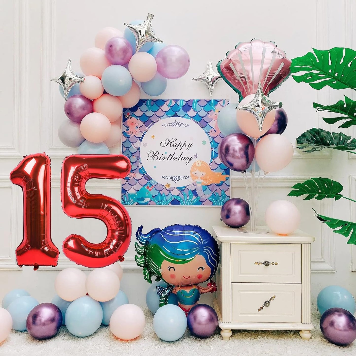 Smlpuame 40 inch Number Balloon 0-9 Red Large Number 15 Balloons,Digital Balloons for Birthday Party Celebration Decorations Supplies, Helium Foil Number Balloons for Wedding Anniversary