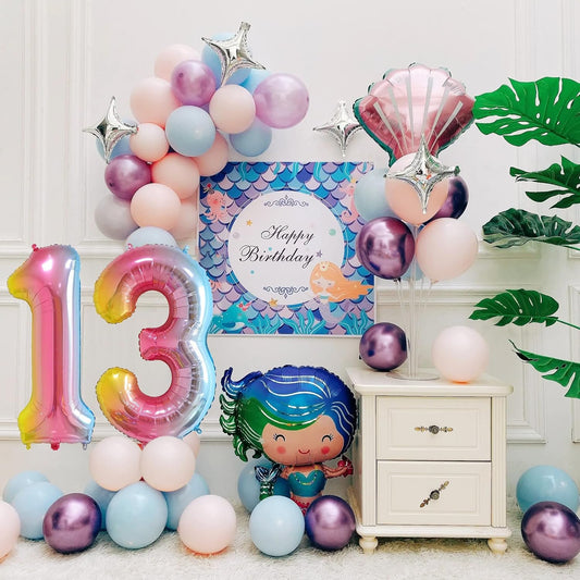 Smlpuame 40 Inch Number Balloons 0-9 Rainbow Gradient Large Number 13 Balloons, Digital Balloons for Birthday Party Celebration Decorations, Helium Foil Number Balloons for Wedding Anniversary