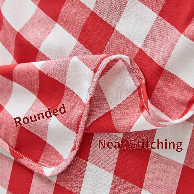 BALCONY & FALCON Gingham Table Cloth Rectangle – Reversible Water-Resistant Cotton Checkered Tablecloth for Outdoor Picnic, Camping, Kitchen, Holiday Party Decor (Red White, 55x95 Inch)
