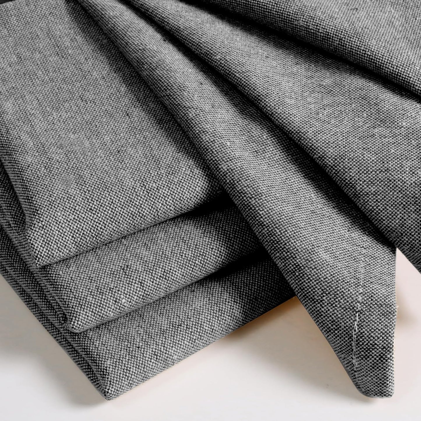Native Fab Set of 4 Chambray Cloth Napkins - 100% Cotton, 17x17 Inches, Soft, Durable, Washable, Hotel-Quality Dinner Napkins - Reusable Table Linen for Home Dining, Café, Events, Buffet, Black