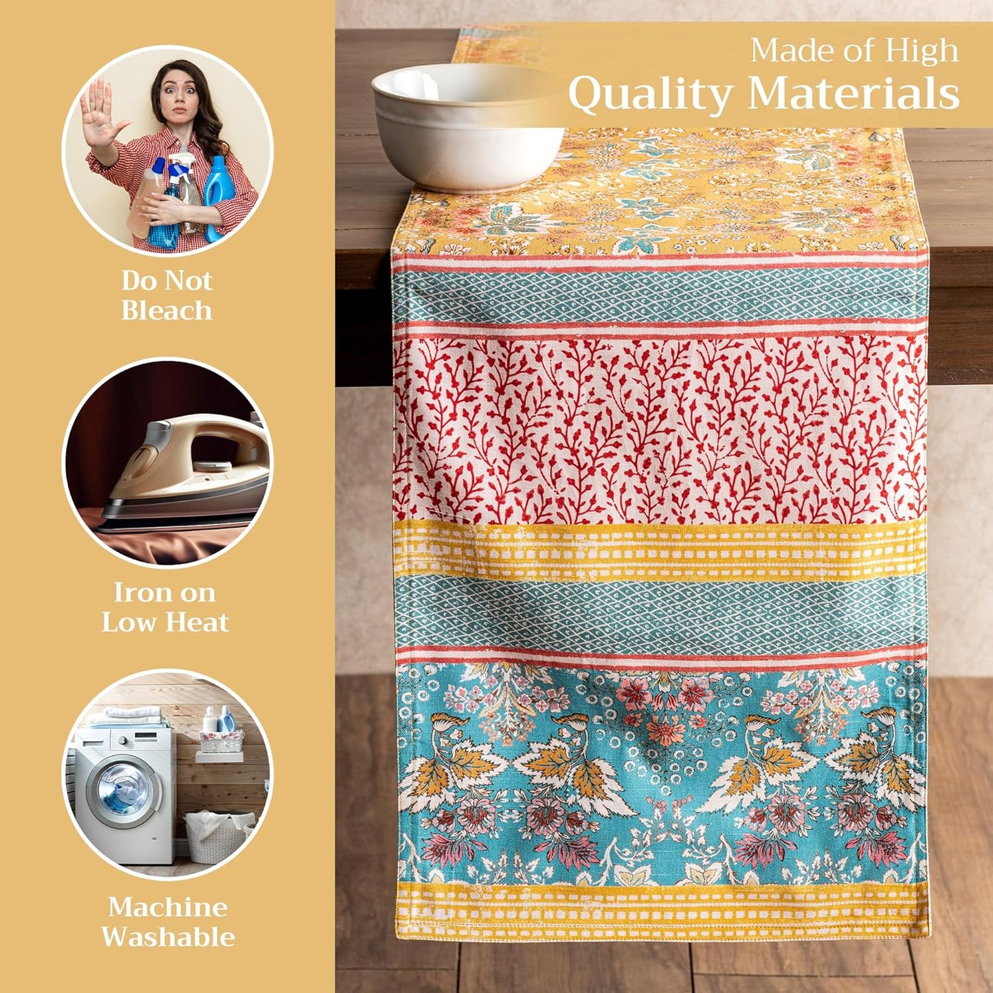 Maison d' Hermine Table runner 100% Cotton Double Layer Table Runners 108 inches long Decorative for Home Kitchen Dining Party Baby Shower Wedding Bridal Shower Spring Summer (Marquise, 14.50" x 108")