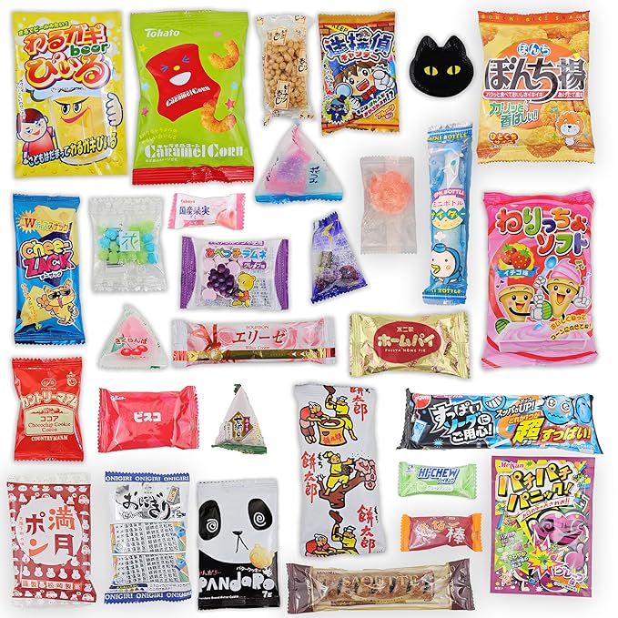 Japanese Snacks & Candy Dagashi with English Pamphlet 30 Pieces Custom Gift Set (Box)