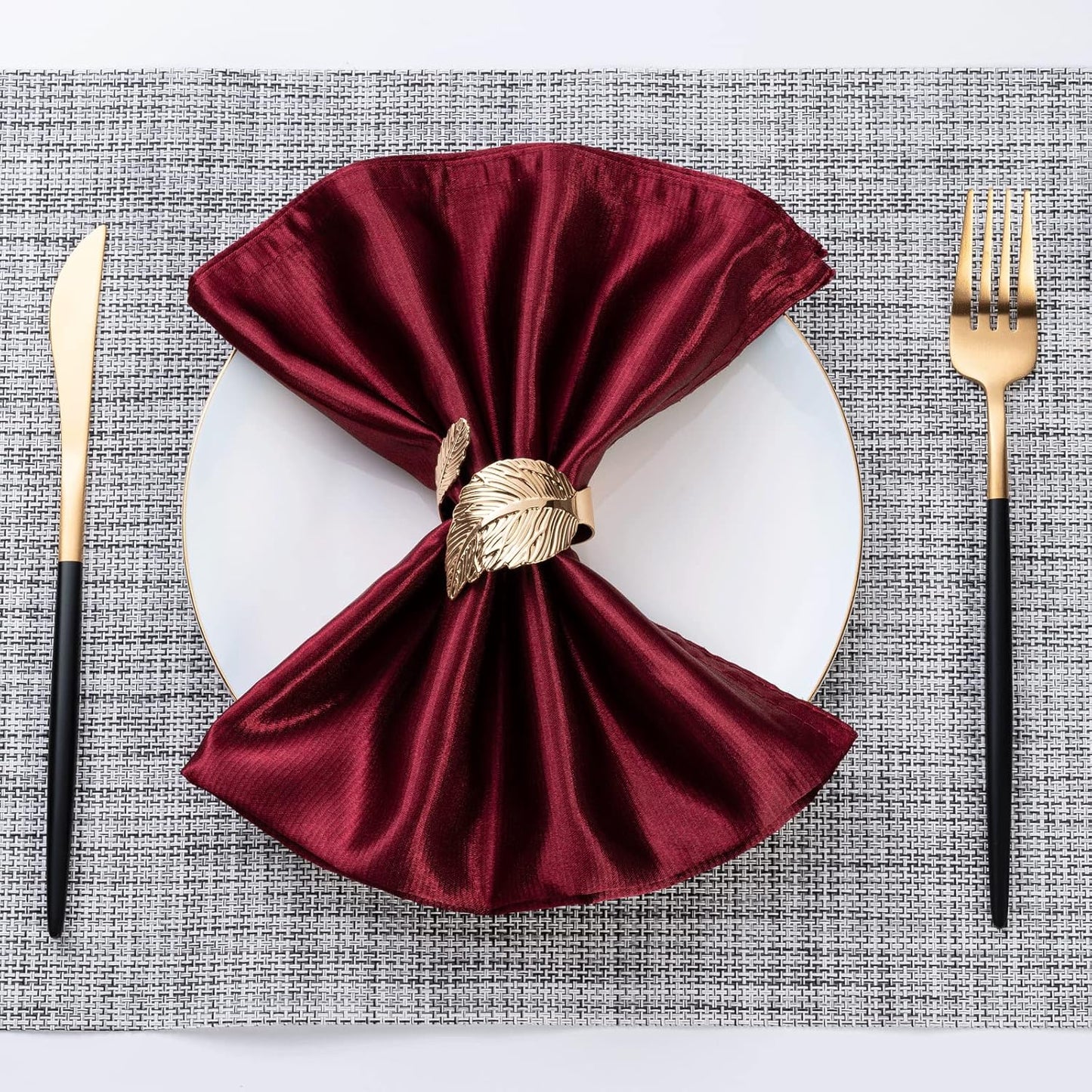 Gold Leaf Napkin Rings Set of 8, Metal Material