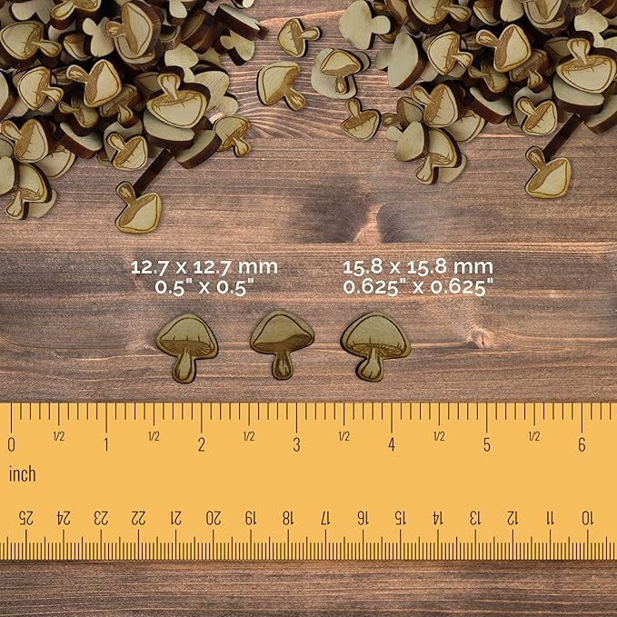 Confetti - Engraved Wood - Rustic Wooden Wedding Decor Party Table Scatter Decorations (Mushroom)