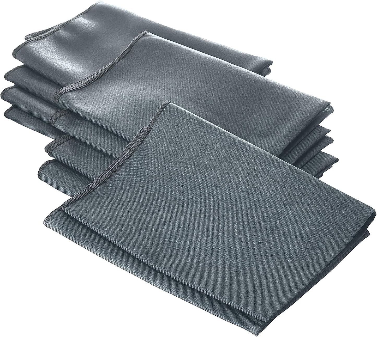 LA Linen 10-Pack Poly Poplin Napkin, Soft Cloth Napkins, Washable Reusable Napkins, Stain and Wrinkle Resistance Table Napkins for Dinner, Wedding, Parties, 18 by 18-Inch, Gray Dark