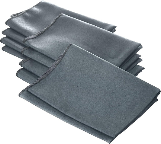 LA Linen 10-Pack Poly Poplin Napkin, Soft Cloth Napkins, Washable Reusable Napkins, Stain and Wrinkle Resistance Table Napkins for Dinner, Wedding, Parties, 18 by 18-Inch, Gray Dark