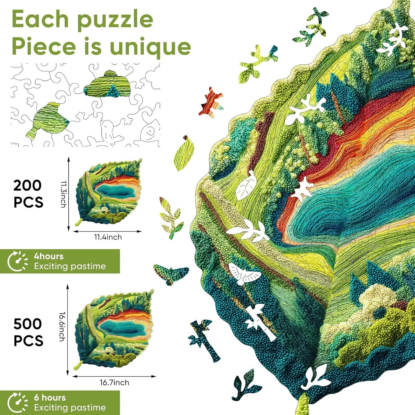 MYS A·U·R Wooden Puzzles for Adults, Serene Lake Jigsaw Puzzle 200pcs, 11.3X11.4in, Creative Wooden Puzzle, Wood Puzzles Adult for Stress Relief Gifts & Relaxation