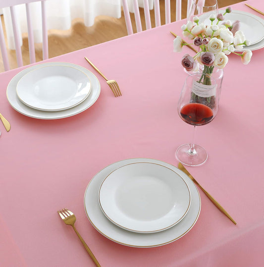FOLINS&HOME Pink Rectangular Table Cloth in Heavy Duty and Water Resistant Polyester-Wrinkle Free, Spillproof and Washable Tablecloths 60 x 102 inch-Table Cover for Indoor and Outdoor-Oblong/Rectangle