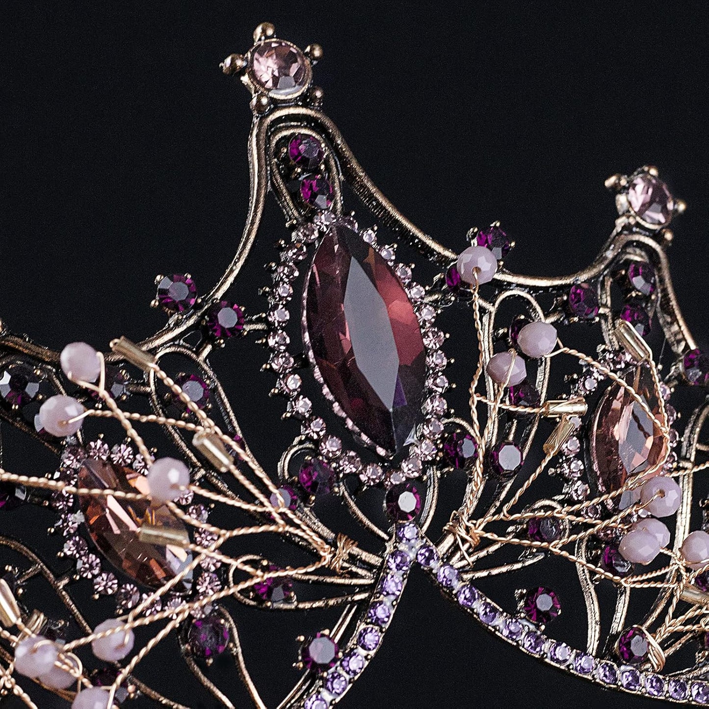Vintage Baroque Queen Crowns, Purple Gothic Tiara for Women, Quinceanera Tiaras and Crown for Photogragh Medieval Costume Prom Cosplay Birthday Hair Accessories - Yolmina