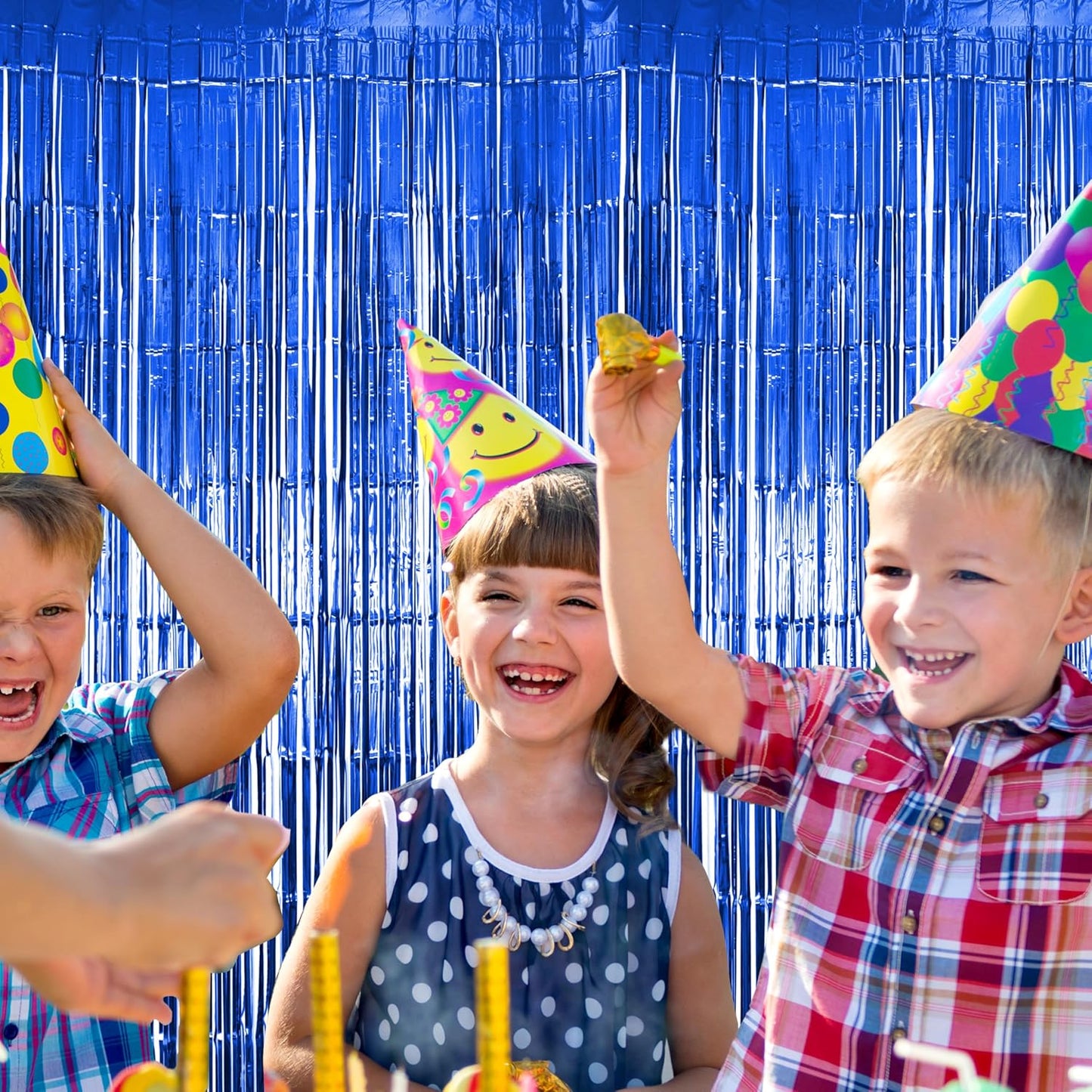 6 Pack Blue Fringe Backdrop Curtains, Blue Streamers Party Backdrop, Party Decorations Supplies for Birthday, Holidays, Parties & More
