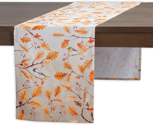 Maison d' Hermine Table Runner 100% Cotton Single Layer Table Runners 36 inches Long for Thanksgiving Christmas Decorations Home Kitchen Dining Party Wedding (Oak Leaves, 14.5" x 36")