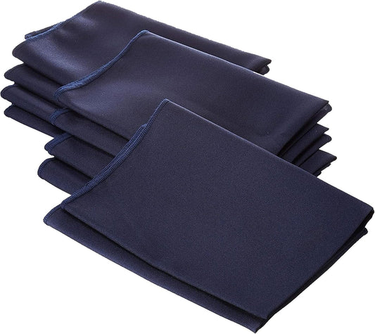 LA Linen 10-Pack Poly Poplin Napkin, Soft Cloth Napkins, Washable Reusable Napkins, Stain and Wrinkle Resistance Table Napkins for Dinner, Wedding, Parties, 18 by 18-Inch, Navy