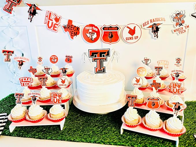 Texas Tech Party Supplies for Football, Birthday Gift, Graduation Party Banner and Cake Toppers (42 Pieces) (Texas Tech Red Raiders)