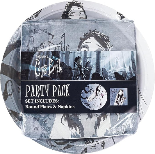 Silver Buffalo Tim Burton's Corpse Bride 32 Pack Partyware Disposable Paper Plates and Napkins