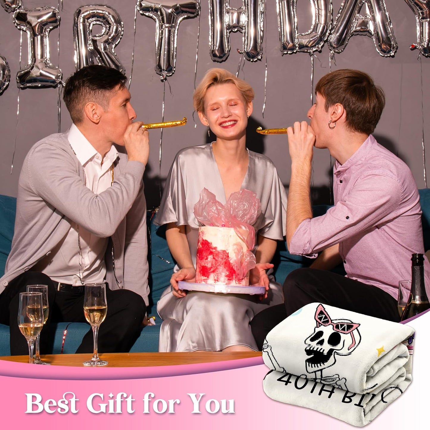 Funny 40th Birthday Gifts Women, Flannel Soft Blanket Decorations, Happy 40 Years Old Birthday Gifts for Women Baskets, Fabulous Turning 40 Gift for Woman, 50x60 inches