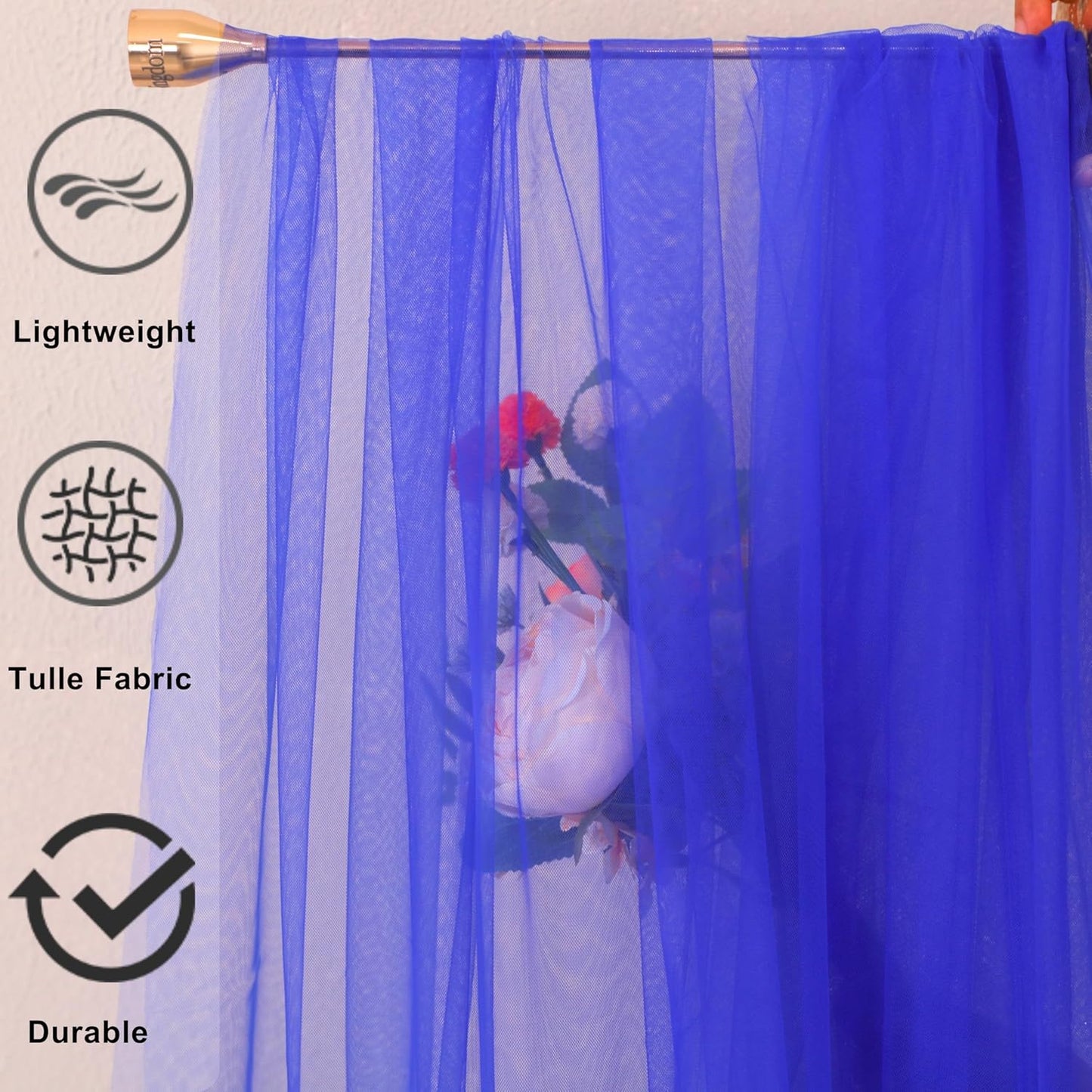 Snowkingdom Royal Blue Table Runner, 10FT Blue Tulle Rustic Gauze Cheesecloth Table Decorations, Long Boho Rustic Tulle Fabric Runners for Christmas Wedding Baby Shower Birthday Party Home Decor