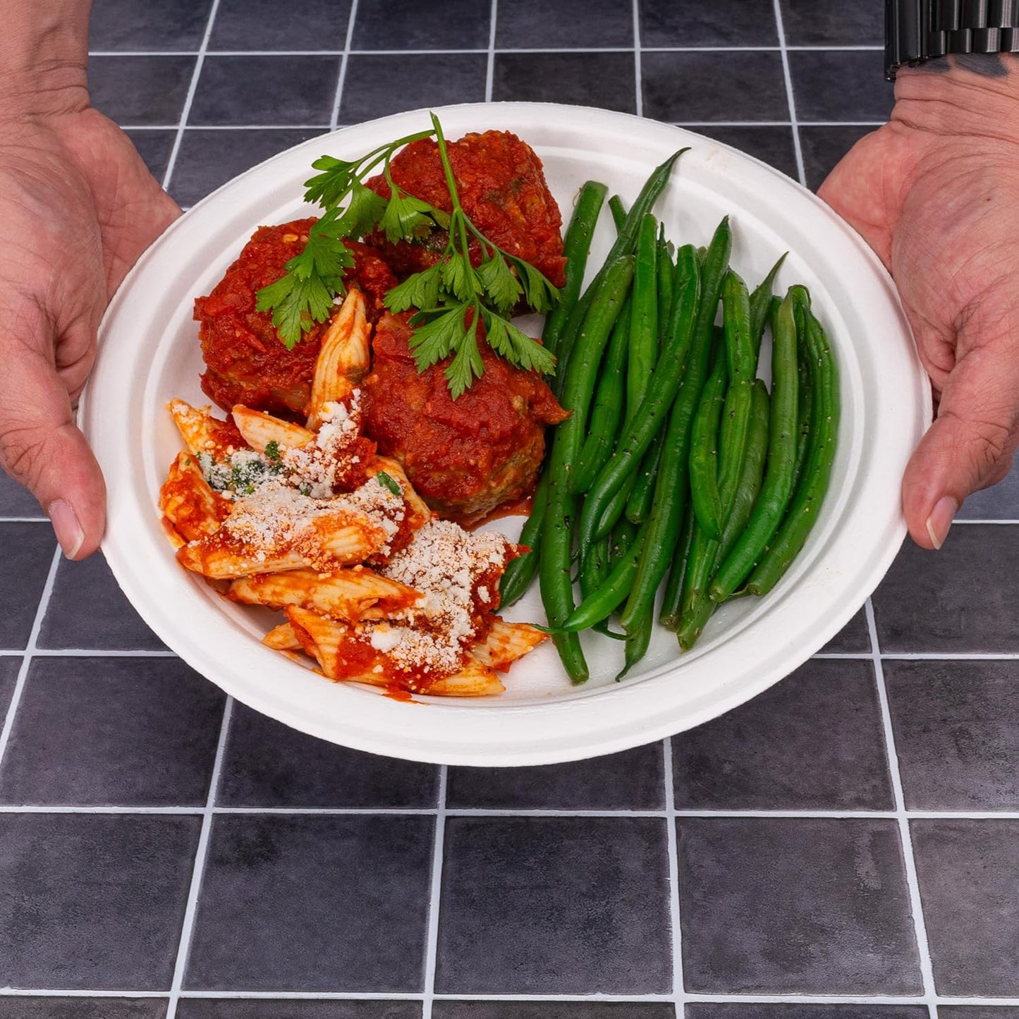 9-Inch 125-Pack Disposable Bagasse Paper Plates, Styro Foam Food Trays, Microwave Safe Meal Plates for Holidays, Party Favors & Events, Bulk
