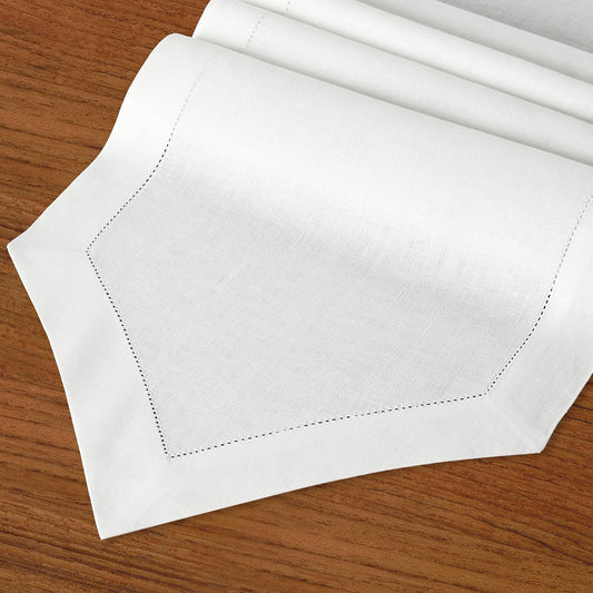 D'Moksha Homes White Linen Table Runner 72 Inches Long - 100% Pure Linen Diamond Table Runner 14 x 72 Inch for Dining, Fall and Halloween - Machine Washable