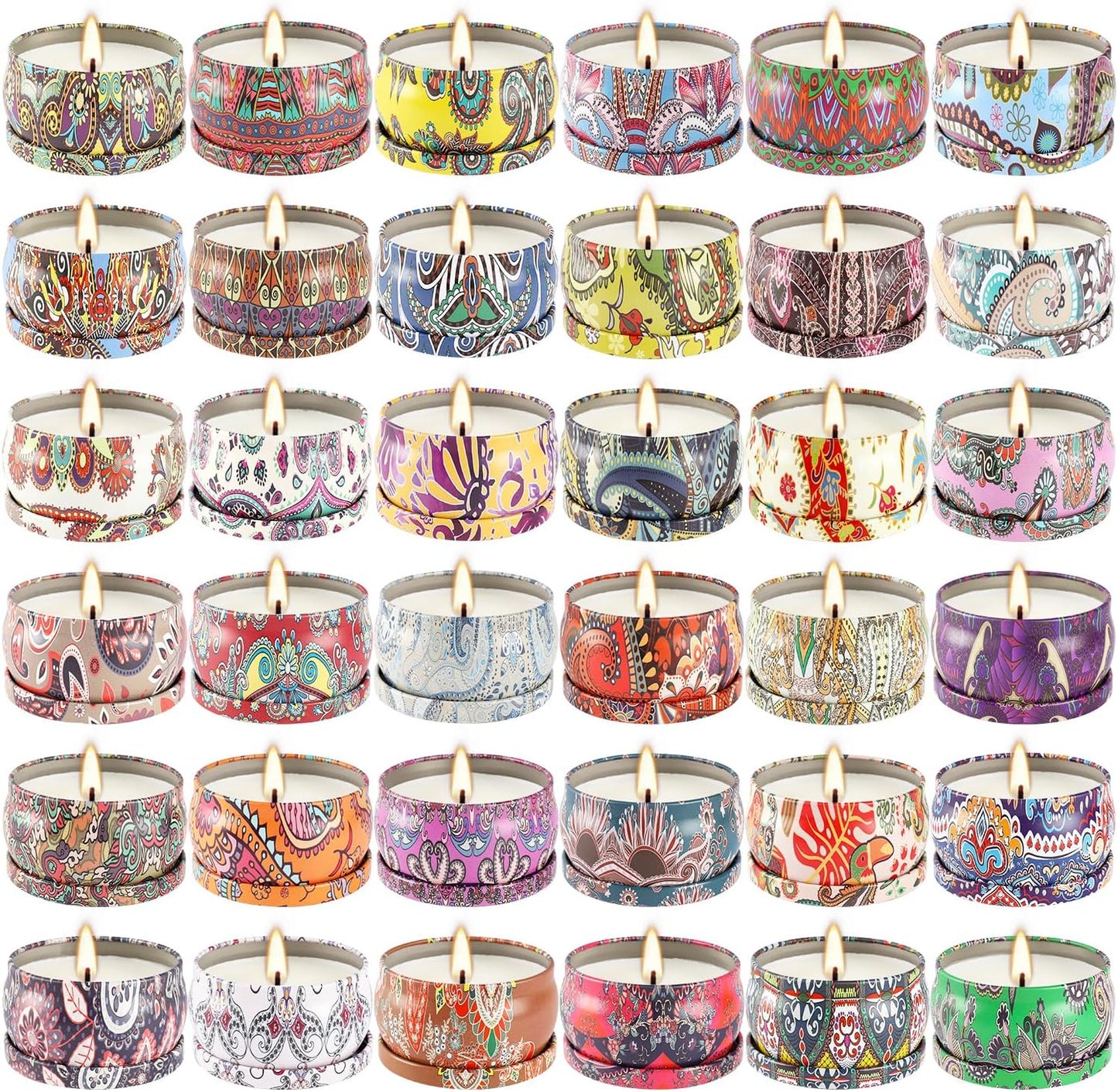 Scented Candle Gifts Set 36 Pack Soy Wax Travel Tin Jar Candles for Home 2.5 OZ Scented Candles for Mom for Christmas, Birthday, Thanksgiving, Mother's Day.
