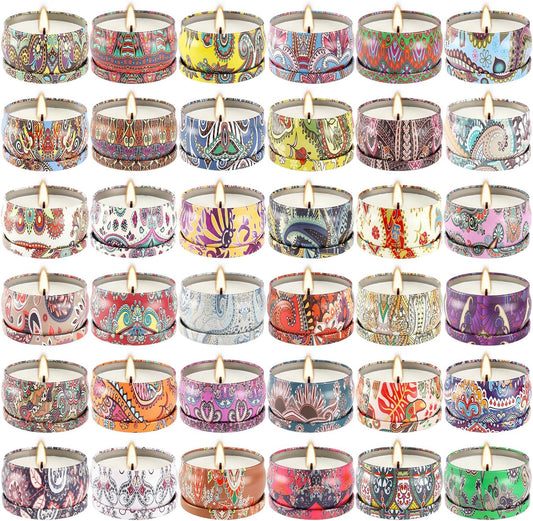 Scented Candle Gifts Set 36 Pack Soy Wax Travel Tin Jar Candles for Home 2.5 OZ Scented Candles for Mom for Christmas, Birthday, Thanksgiving, Mother's Day.