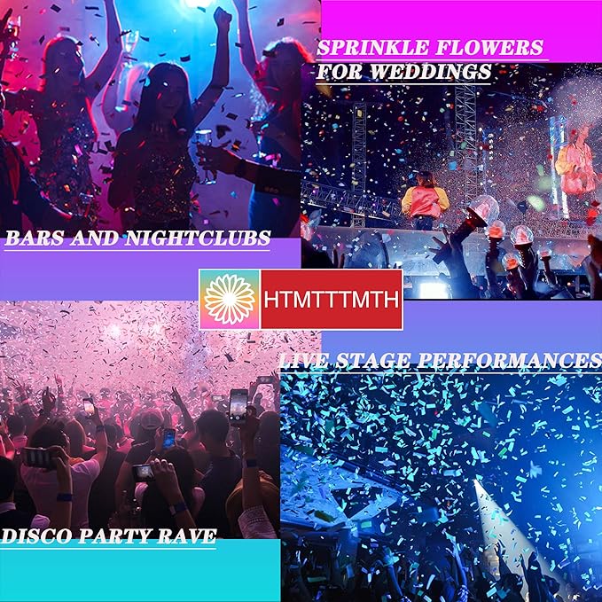 12LED Confetti Launcher, 1500W High-Power Fan, Remote Control, 8-10m Blowing Height