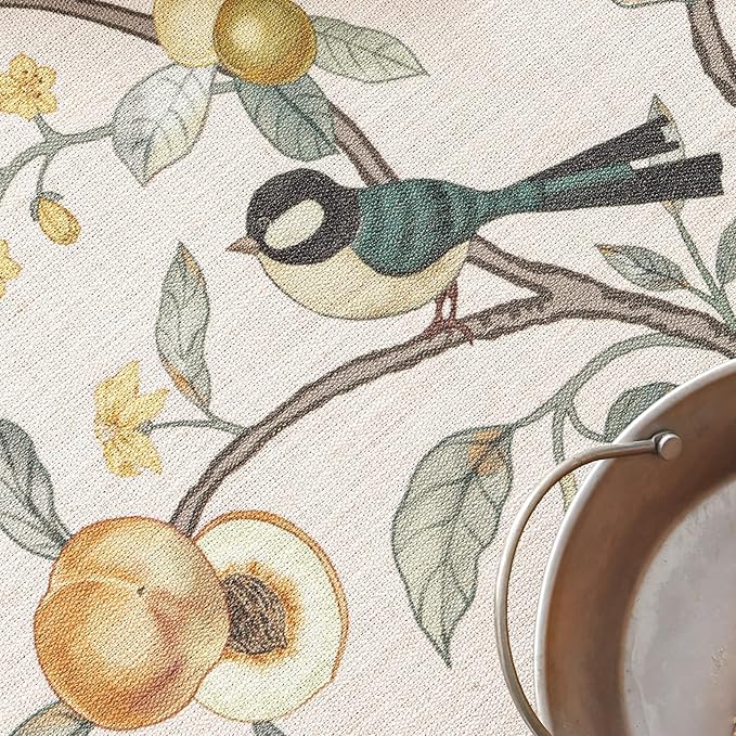 Linen Table Cloth Rectangle,Wrinkle Resistant French Pink Tablecloth Print with Froal,Decor Stitch Table Cloth for Thanksgiving,Dining Room,Home,Kitchen 67" × 118"-Dewey A