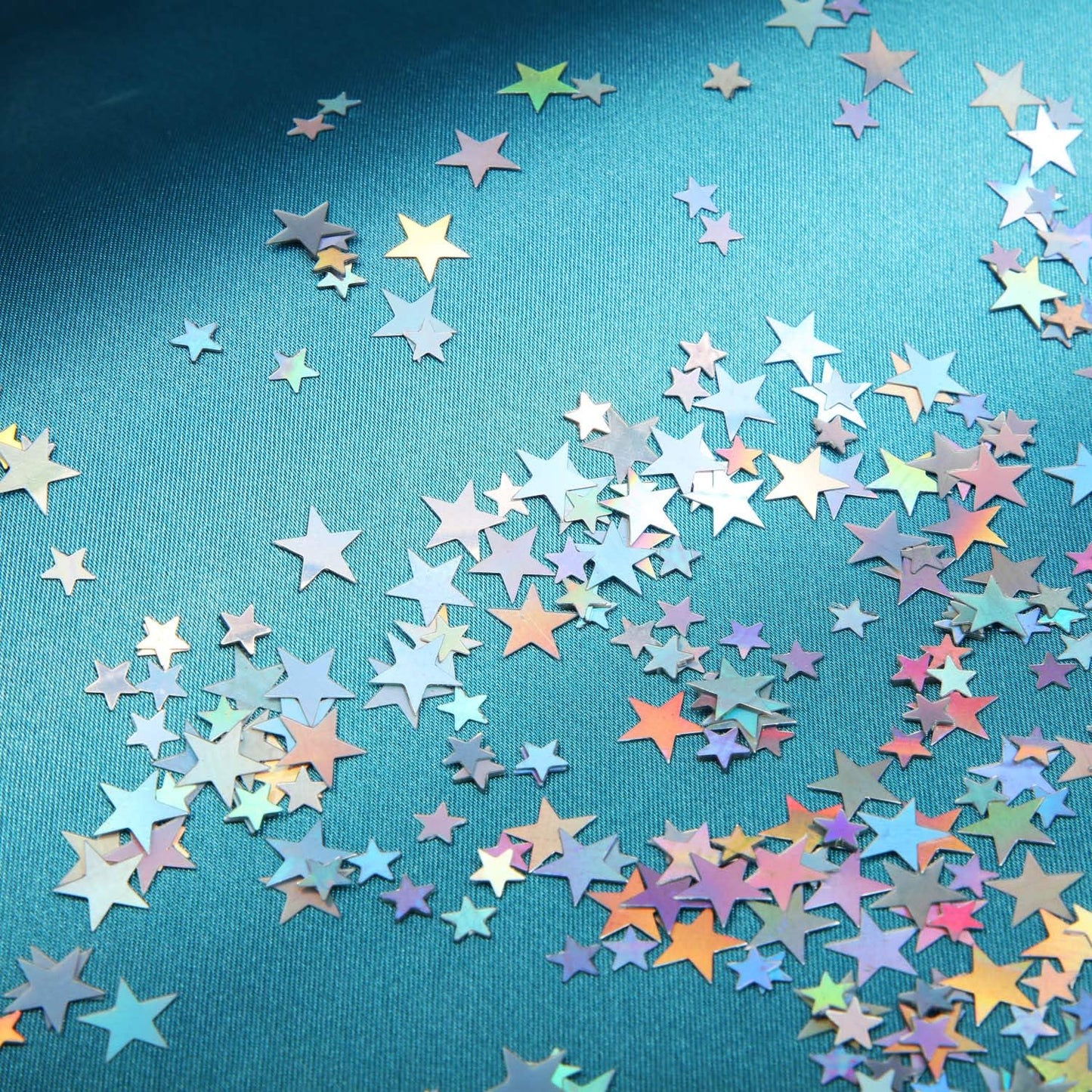 Hestya 60g Star Confetti Glitter Table Confetti Metallic Foil Stars for Christmas Party Wedding Festival Decorations(Holographic Silver,10mm and 6mm)