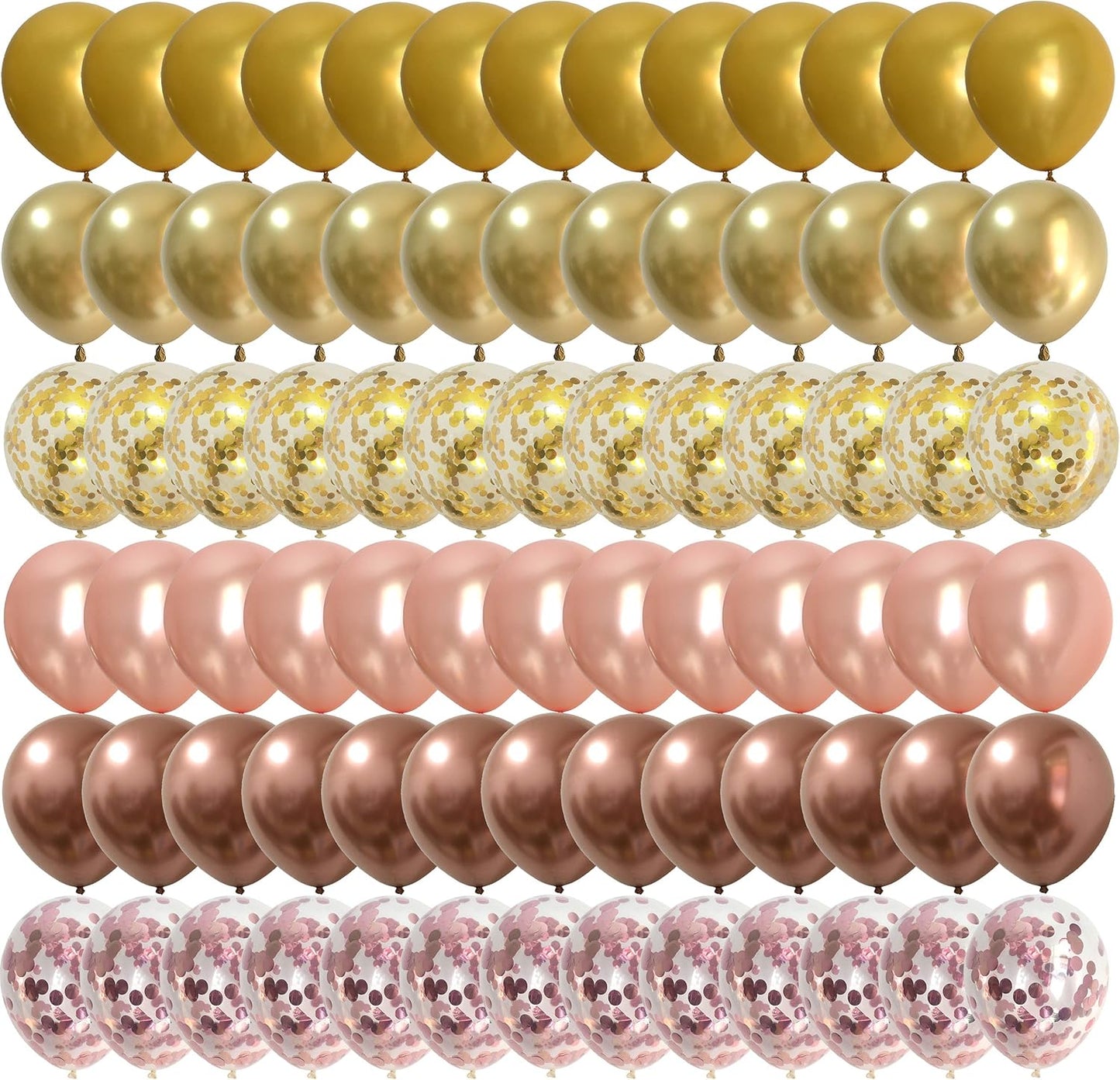 Balloons Gold and Rose Gold - 12inch Assorted Pearlized Metallic Chrome Gold Latex Balloons for Engagement Gender Reveal Wedding Anniversary Birthday Party Decorations 100 pack