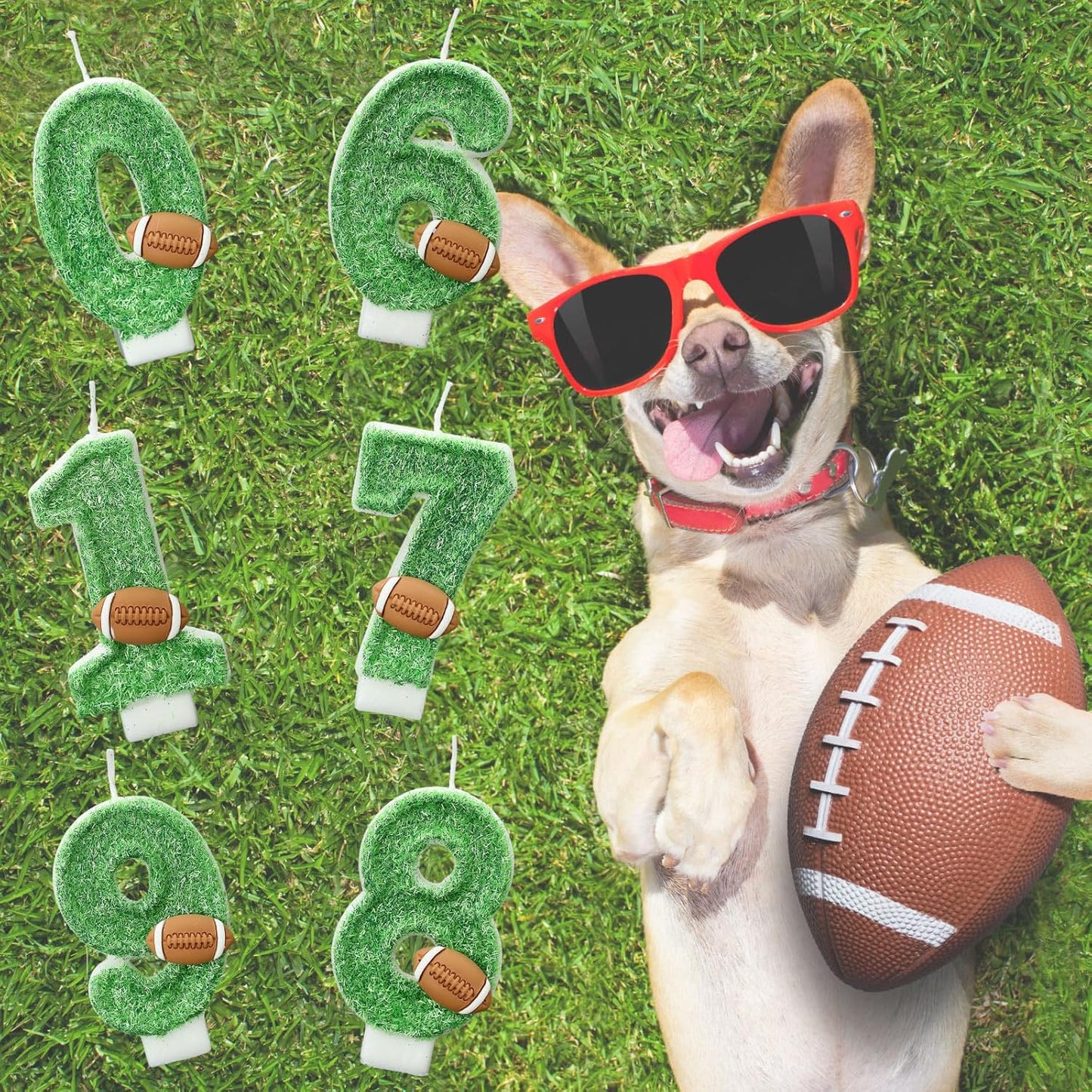 Football Birthday Number Candles for Cake Green Number 9 Candle Football Cake Topper Cupcake Topper for Football Birthday Party Decorations Supplies Favors
