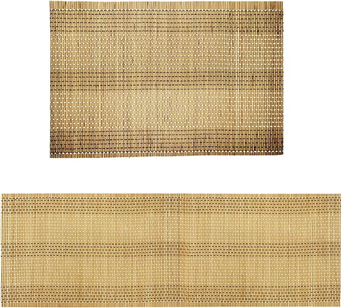 ANDSTAR 12x72 Inch Weave Bamboo Table Runner Stain Resistant Heat Resistant Oil-Proof Non-Slip Waterproof Easy to Clean Table Runner for Kitchen Dinning Room Table Decoration(Brown,1 Piece) …