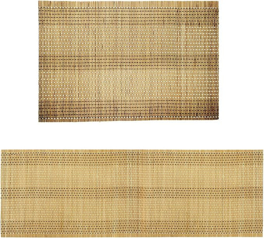 ANDSTAR 12x72 Inch Weave Bamboo Table Runner Stain Resistant Heat Resistant Oil-Proof Non-Slip Waterproof Easy to Clean Table Runner for Kitchen Dinning Room Table Decoration(Brown,1 Piece) …