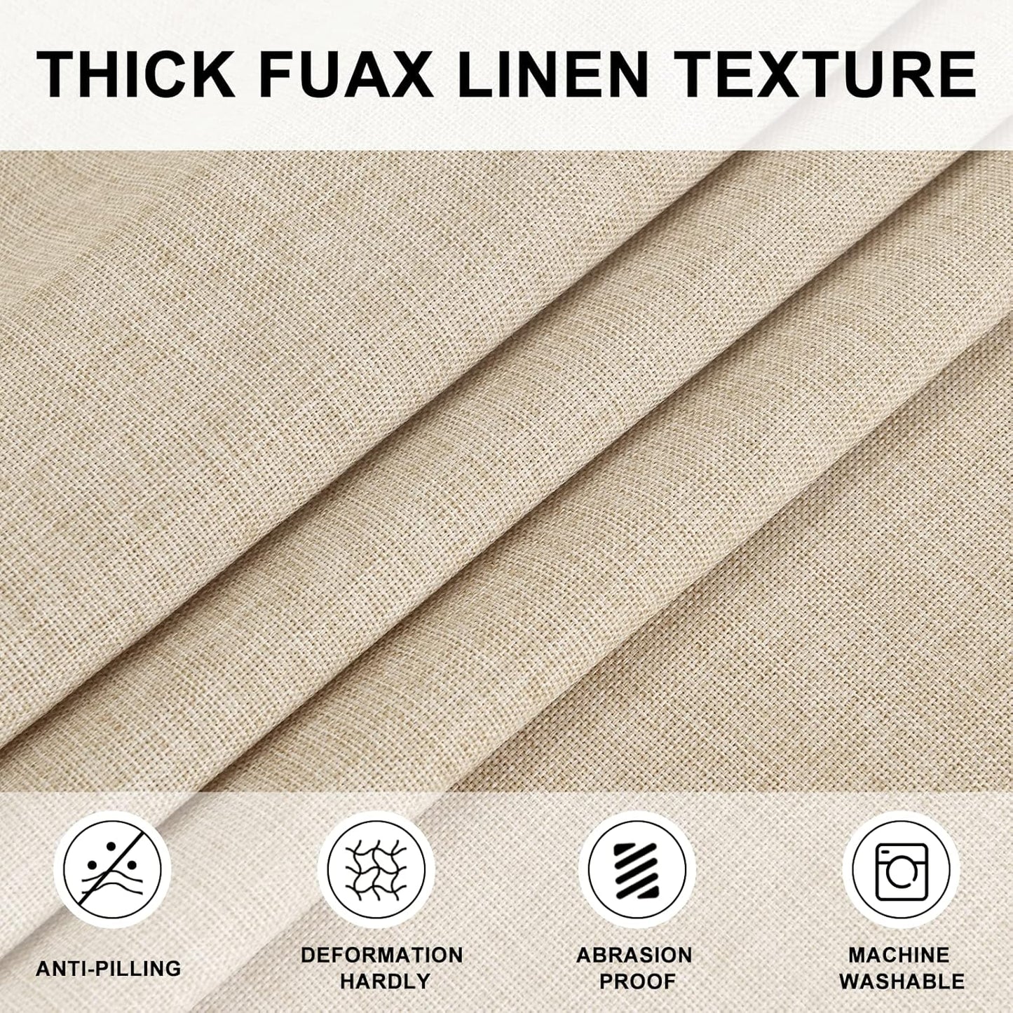 Hiasan Round Linen Tablecloth 70 Inch - Wrinkle and Stain Resistant Washable Polyester Fabric Table Cloth for Dining Room Kitchen Party, Beige