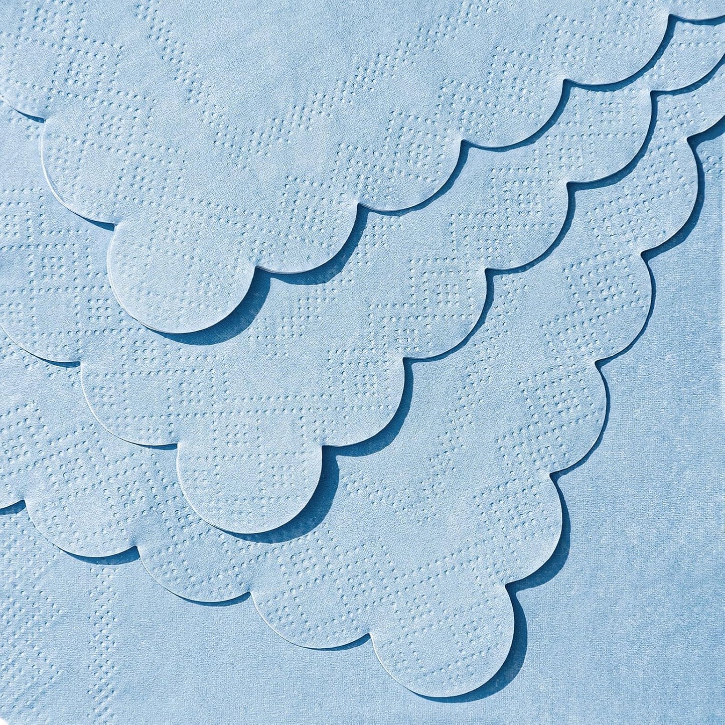 120 Pcs Cocktail Napkins Light Blue Napkins Boy Baby Shower Napkin Disposable Scalloped Blue Beverage Dessert Napkin for Birthday Wedding Baby Bridal Shower, 5 x 5 Inch
