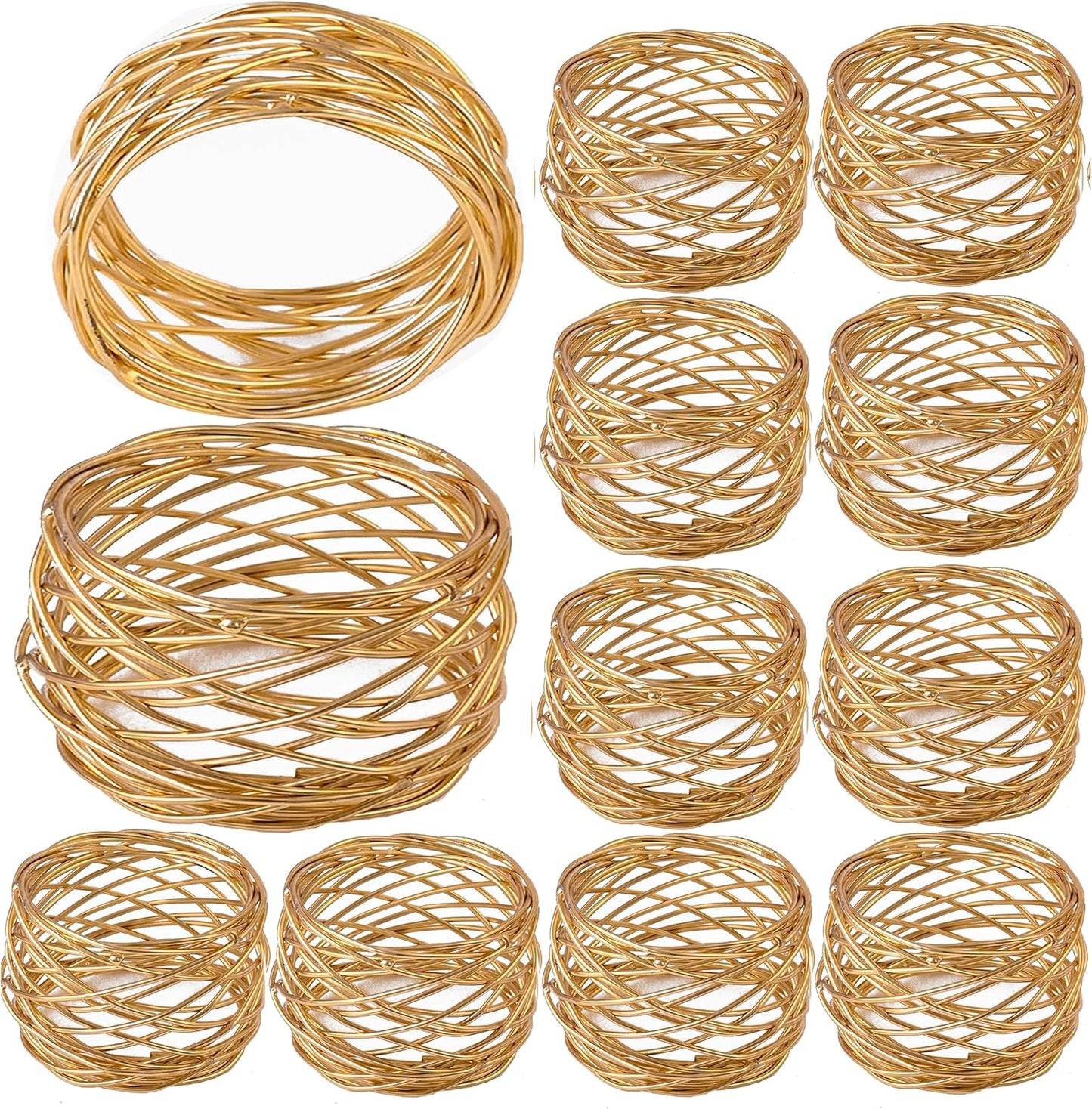 12-Piece Napkin Rings - Gold Metal Napkin Holders for Dining Table Decor, Wedding, Holiday, Party, Everyday Use - Elegant Iron Serviette Rings for Dinner Table Settings - ALPHA Living HOME