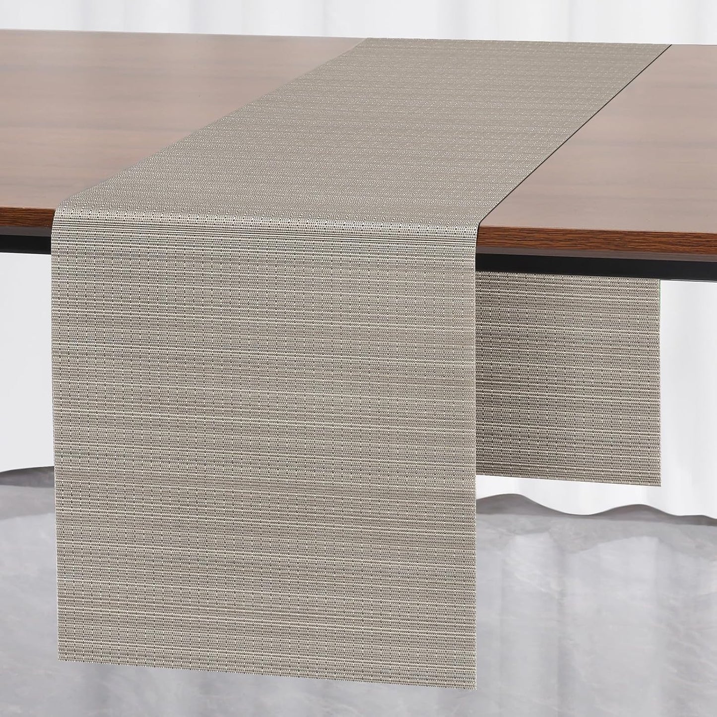 Myir JUN Table Runner, Vinyl Table Runner Indoor 55 Inch Long Arbitrarily Cropped Runner for Table Heatproof for Home Party (Golden Silver, 12 x 55 inch)