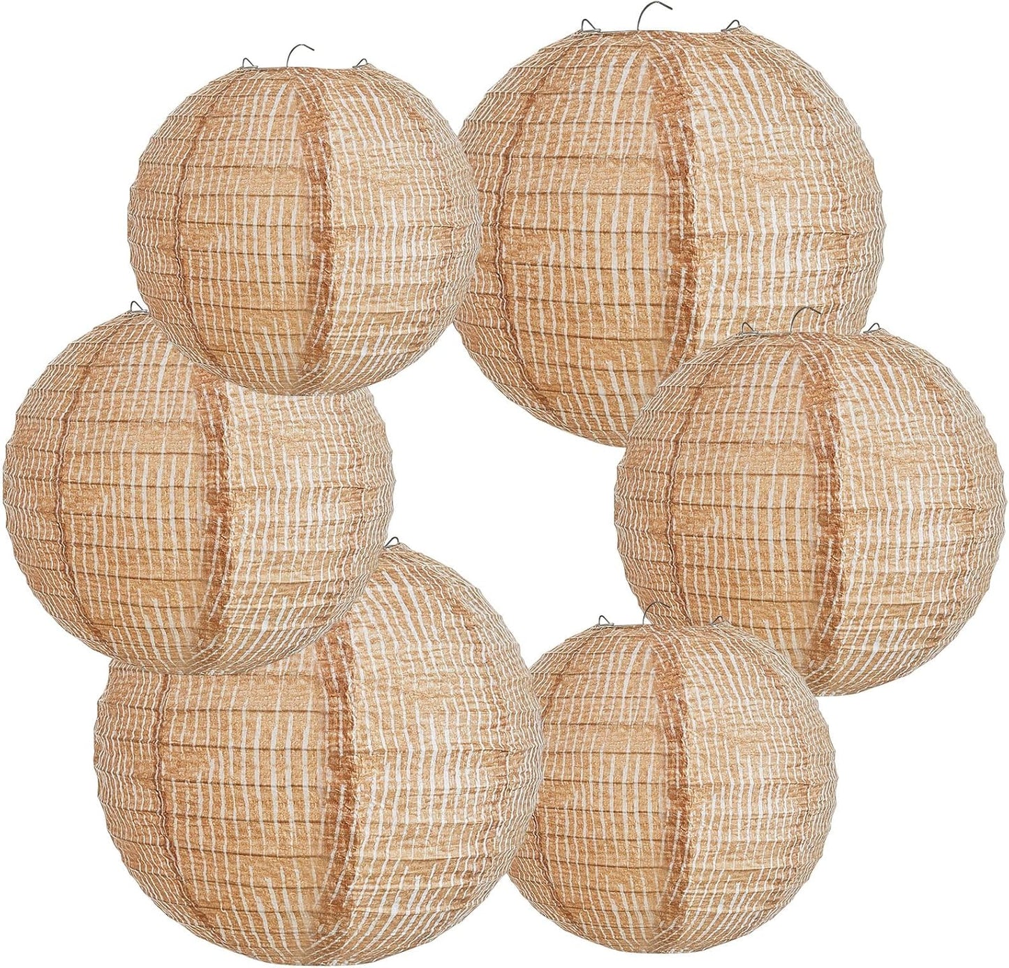 Hortsun 6 Pcs Print Burlap Paper Lanterns Round Chinese Paper Lanterns Decorative Farmhouse Classroom Decor Home Sweet Classroom Birthday Party Ceremonial Event (8/10/12 Inch)