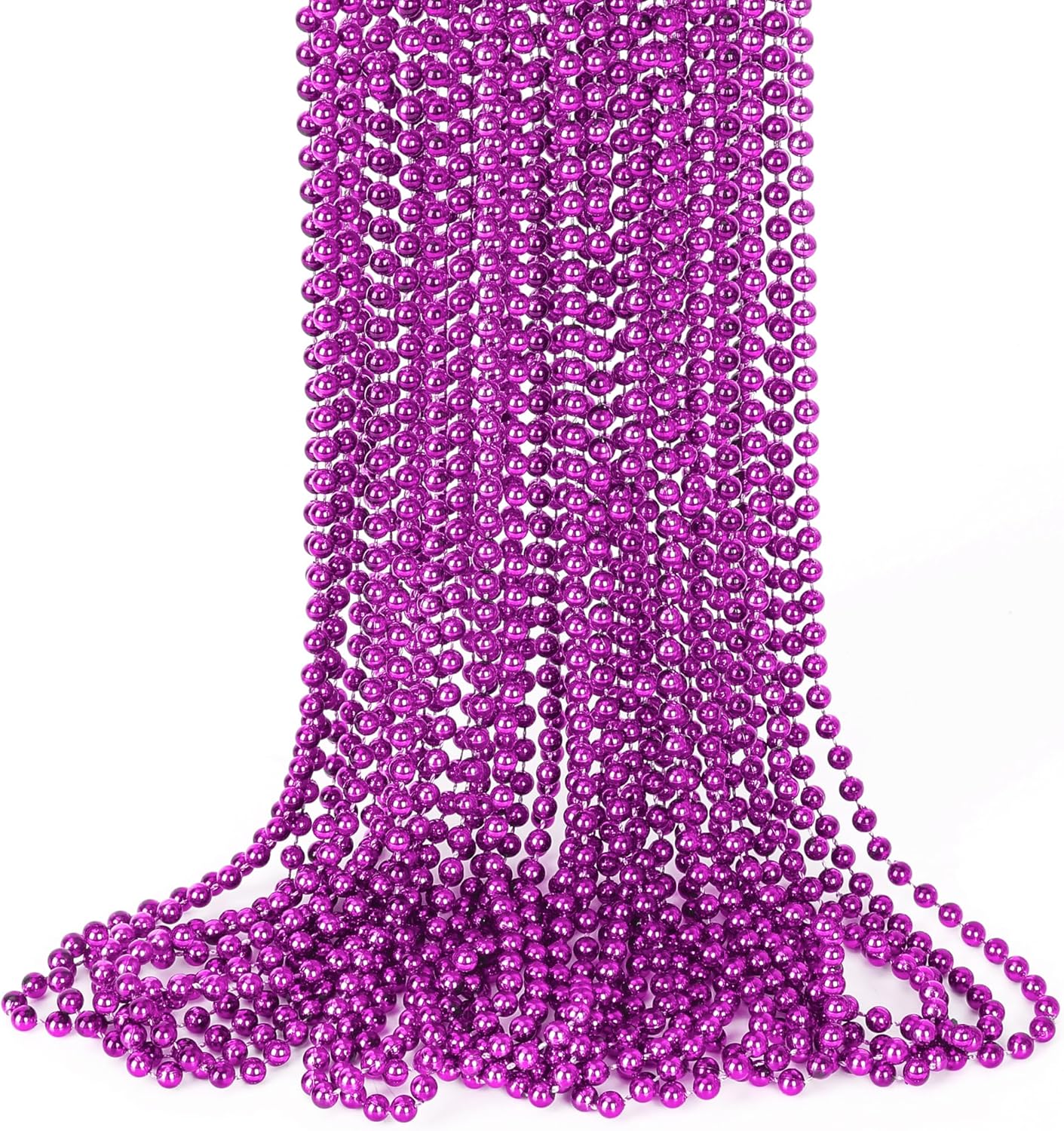15PCS Mardi Gras Beads, Purple Bead Necklace Party Favors, 33" Purple Necklaces Festival Parade Throw Accessories, Halloween Mardi Gras Wedding Birthday School Activities Celebrations Decorations