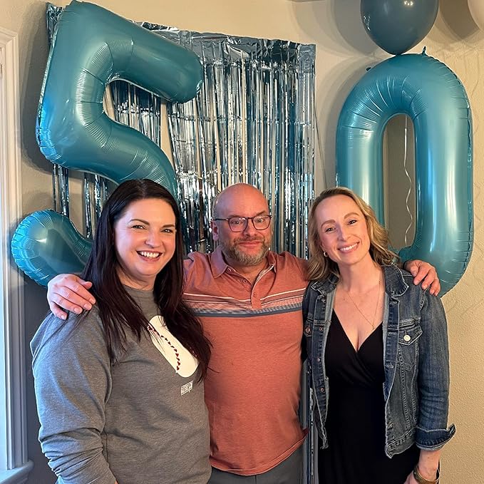 Pearlescent Blue Number Balloon 40 Inch, 0 Number Balloons, 10 20 30 40 50 Numbers Balloon Birthday Decorations, Party Supplies for Women Men