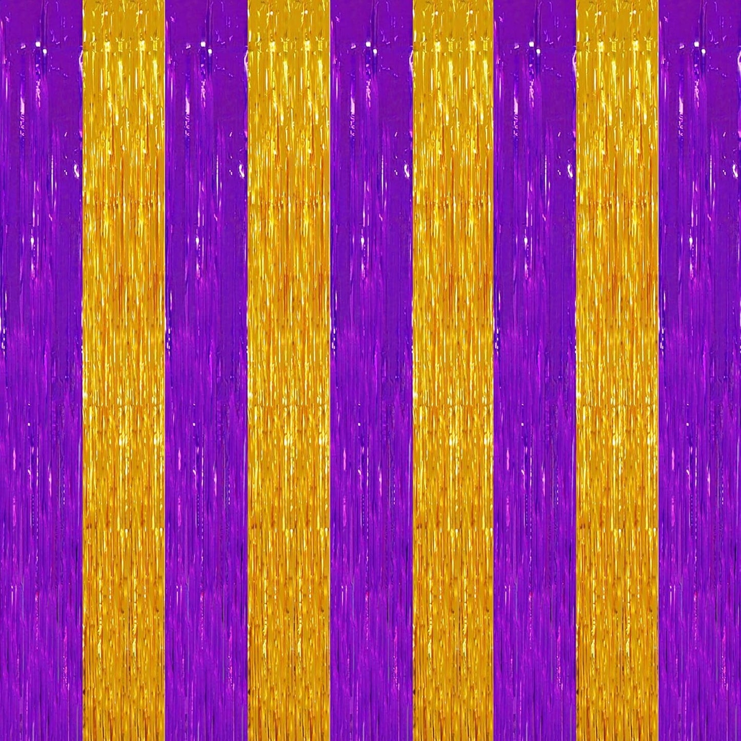 TONIFUL 2Pcs Purple Gold Door Streamers,Green Photo Booth Backdrop,Metallic Streamers Green Foil Fringe Curtains for Birthday,Christmas,New Year,St. Patrick's Day Party Streamers Decor
