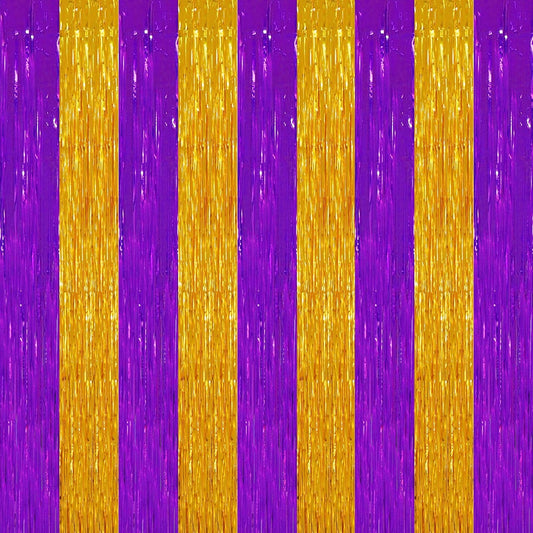 TONIFUL 2Pcs Purple Gold Door Streamers,Green Photo Booth Backdrop,Metallic Streamers Green Foil Fringe Curtains for Birthday,Christmas,New Year,St. Patrick's Day Party Streamers Decor