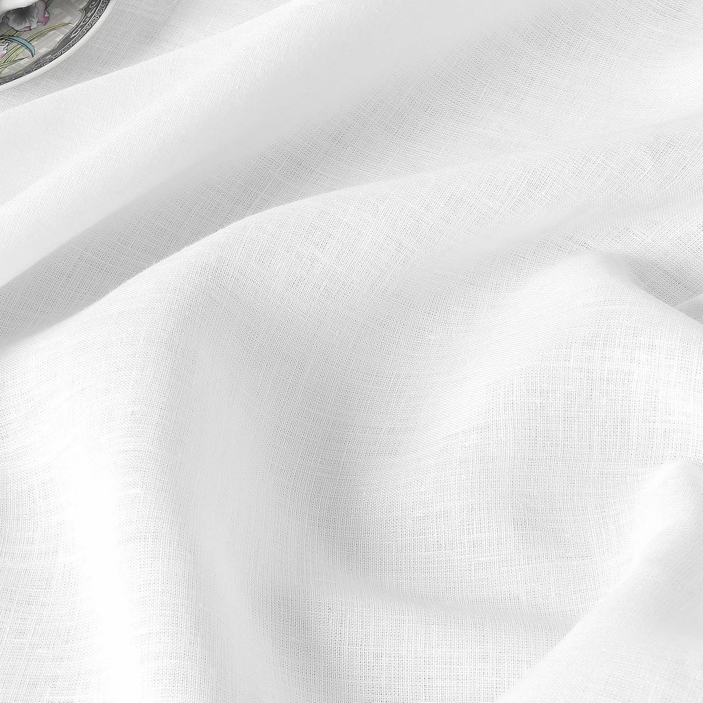 D'Moksha Homes Linen White Tablecloth 60 x 90 Inch - 100% Pure Linen Rectangular Tablecloth - Machine Washable Table Cloth for Fall, Autumn and Halloween