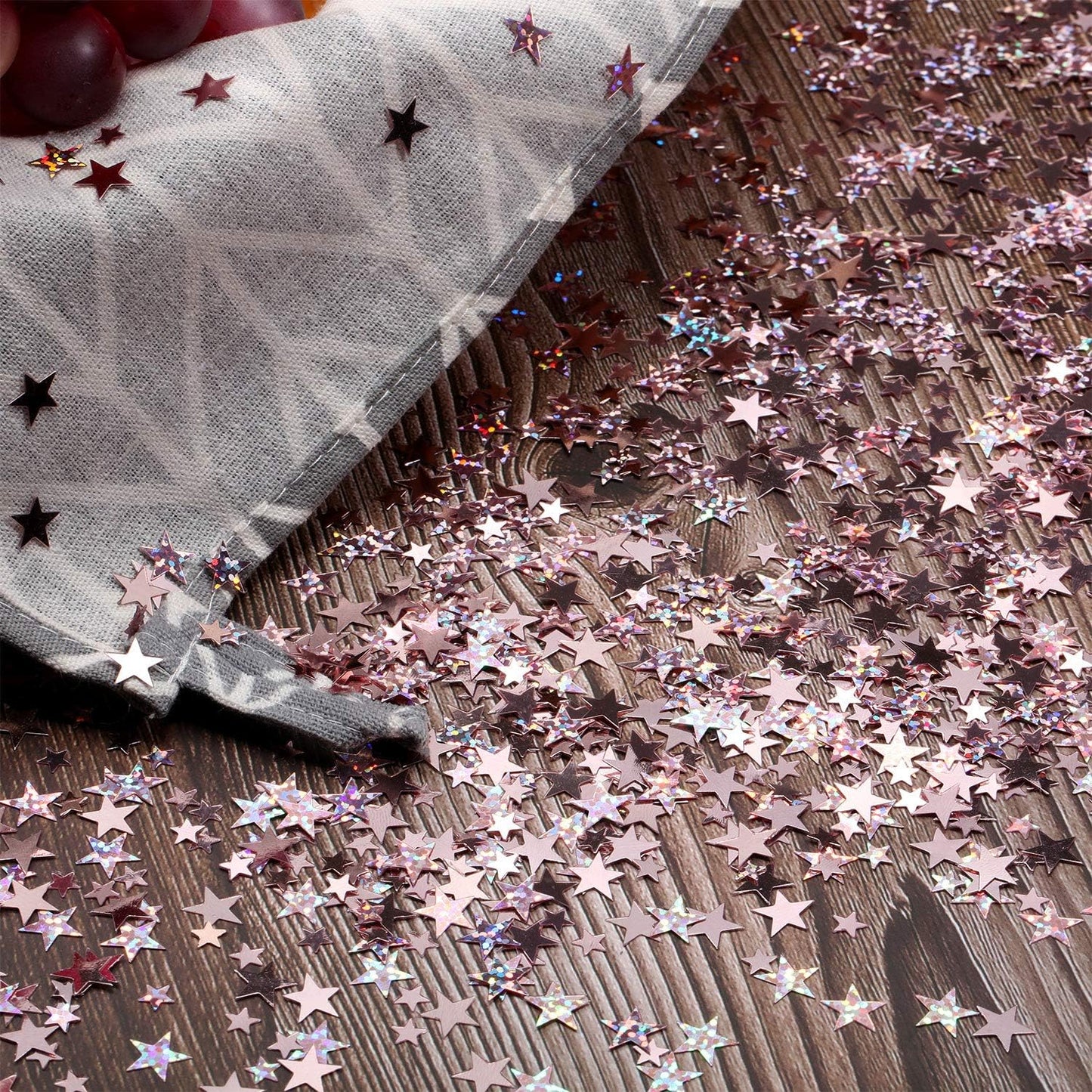 Hestya 60g Star Confetti Glitter Table Confetti Metallic Foil Stars for Christmas Party Wedding Festival Decorations(Glitter Rose Gold Set,10mm and 6mm)