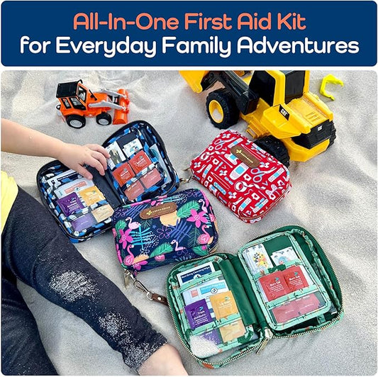 Keep Going Travel First Aid Kit for Kids – 130 Pc.for Purse, Diaper Bag, Backpack, & Suitcase, with Latex-Free Bandages – 7 x 5 x 2 in. Travel First Aid Kit TSA-Approved