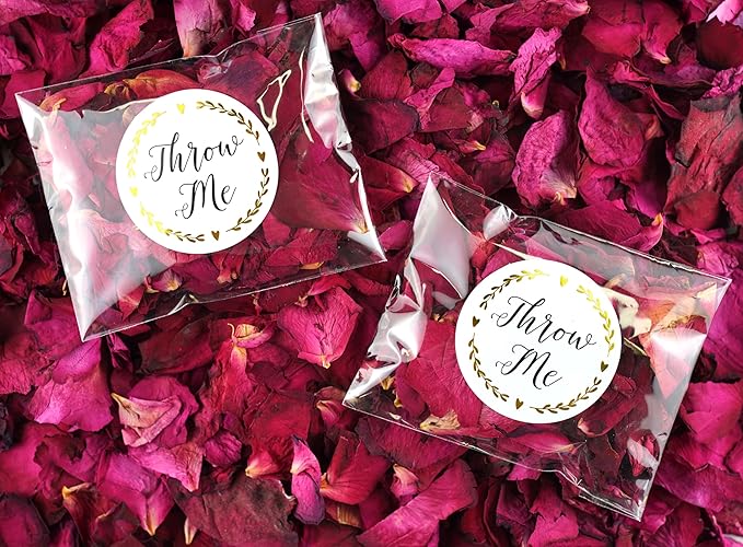 RainbowPana 50 Pack Biodegradable Confetti, Dried Flower Petals, Biodegradable Flower Petals for Weddings, Send Off Ideas, Exit Ideas - Rose Petals