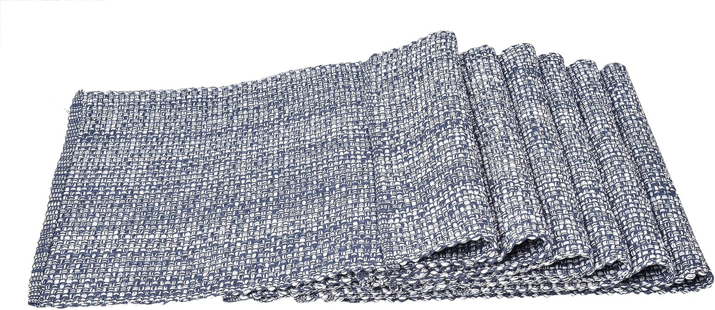 Urban Villa Placemats for Dining Table 100% CottonPlacemats 14''x20'' Over Sized Tablemats Set of 6Placemats Blue/White Two Tone Tablemats for Family Dinners Wedding Parties Everyday Use Placemats