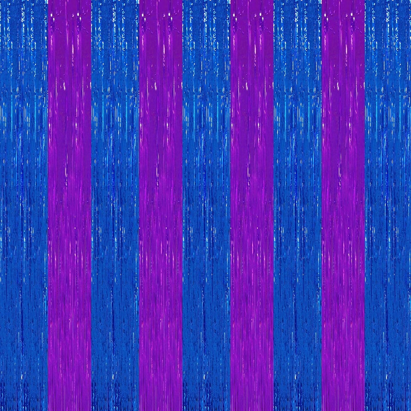 TONIFUL 2Pcs Blue Purple Door Streamers,Green Photo Booth Backdrop,Metallic Streamers Green Foil Fringe Curtains for Birthday,Christmas,New Year,St. Patrick's Day Party Streamers Decor