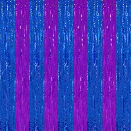 TONIFUL 2Pcs Blue Purple Door Streamers,Green Photo Booth Backdrop,Metallic Streamers Green Foil Fringe Curtains for Birthday,Christmas,New Year,St. Patrick's Day Party Streamers Decor