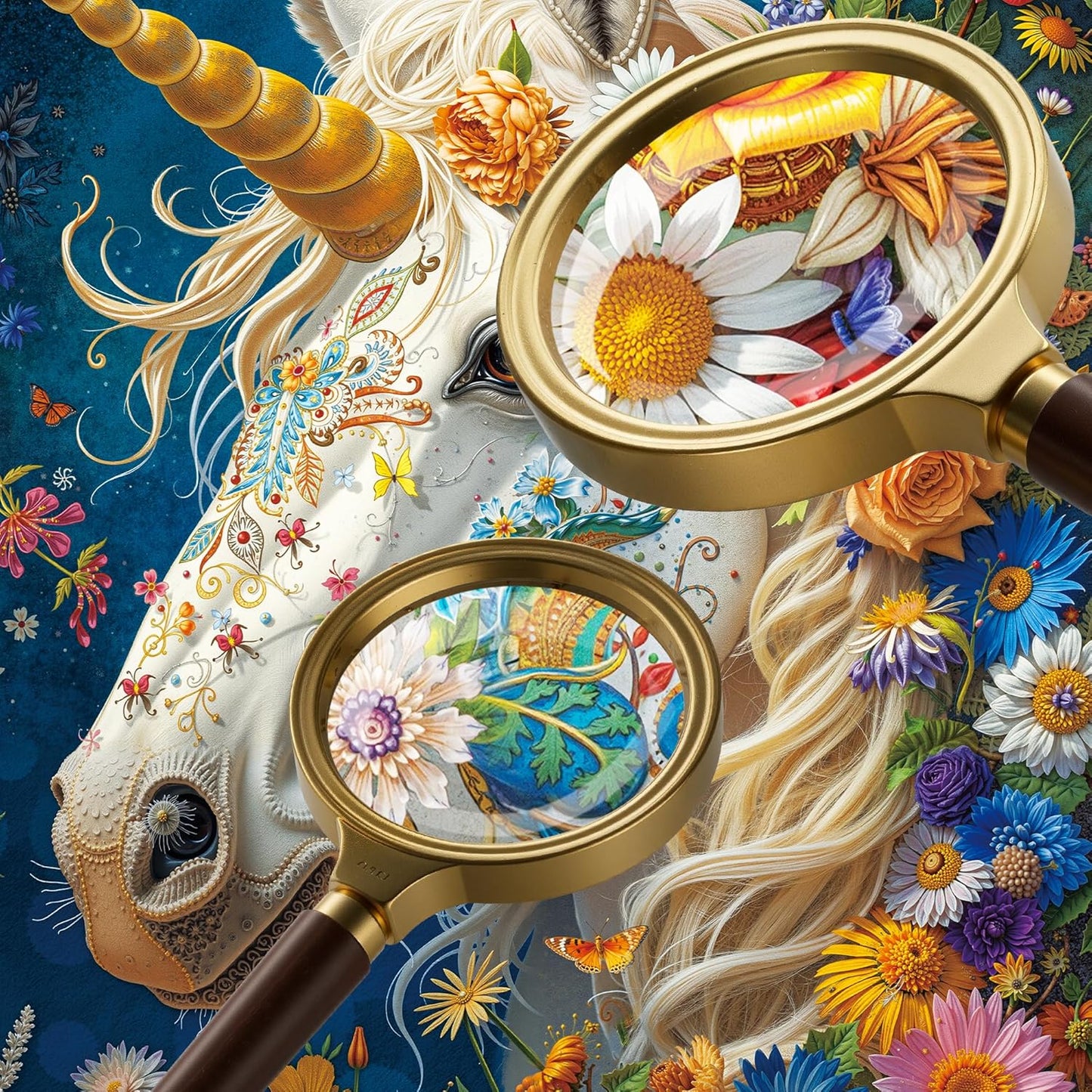 Divine Bloom Steed 1000-Piece Jigsaw Puzzle for Adults –Challenging Enchanted Unicorn with Flower Mane Art, Premium Matte Finish, 27.56 x 19.68 Inches, Perfect for Game Nights