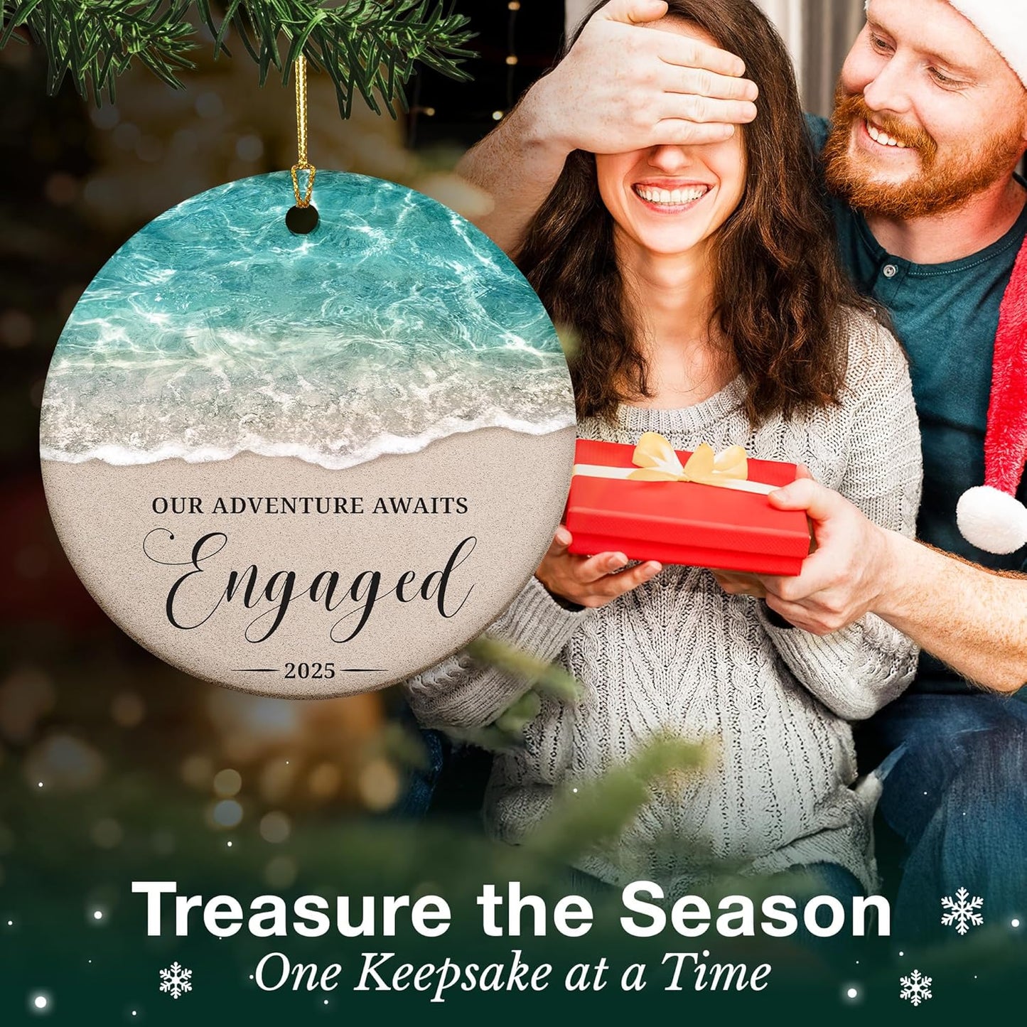 Engagement Ornament 2025 - Unique Engagement Gifts for Couples, First Christmas Engaged Keepsake, 2025 Engagement Christmas Ornament, for The Bride to Be